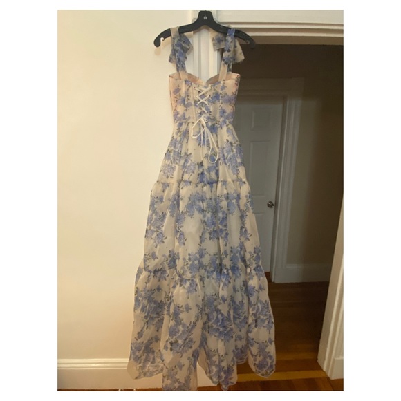 Hydrangea Tender floral maxi tie-strap dress - Picture 11 of 15